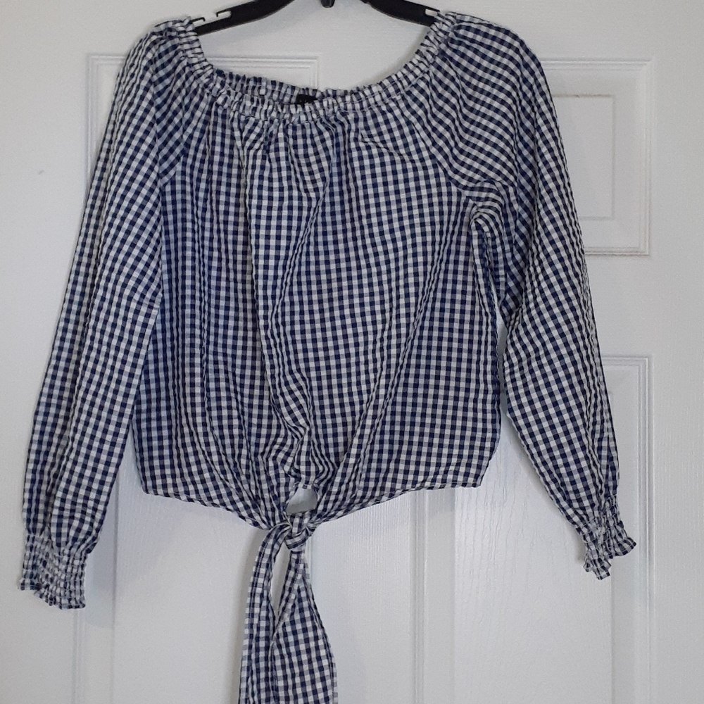 Sanctuary gingham tie front waist top Small